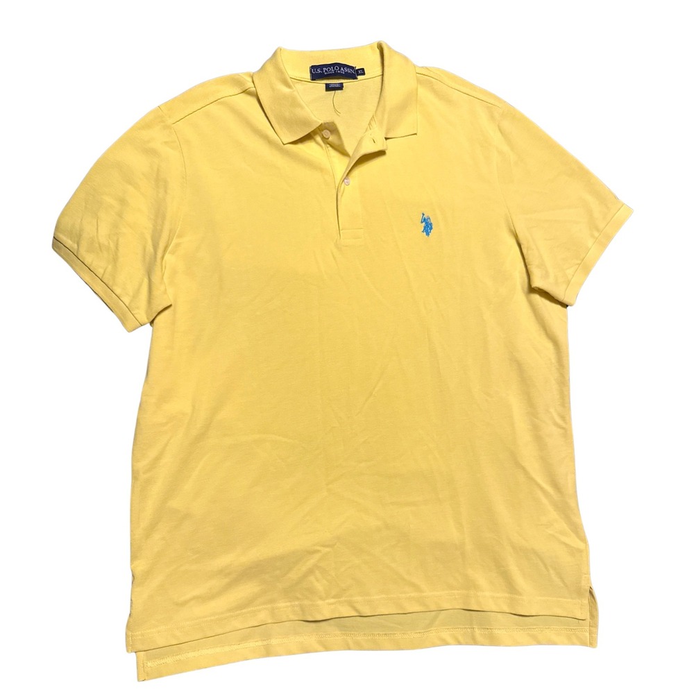 US Polo Assn Mens Yellow Short Sleeve Pique Polo Shirt XL‎ blue new Logo